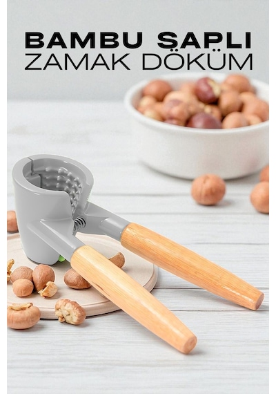 Fındık Ve Ceviz Kırıcı - Bambu Saplı Döküm Ceviz Fındık Kıracağı 721983 Döküm Bej