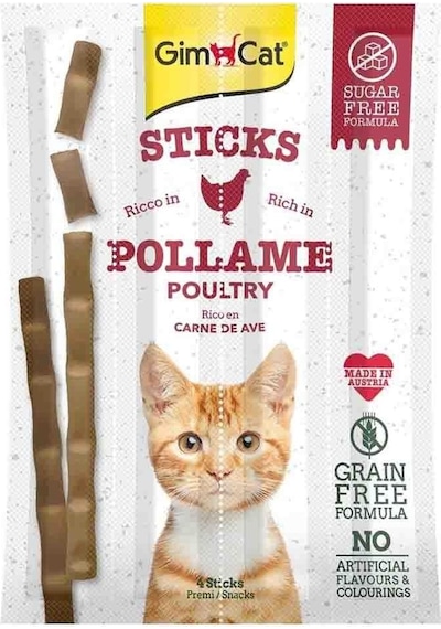 Gimcat Sticks Tavuklu ve Ciğerli Taurinli Kedi Ödül Çubuğu 4'lü 20 G