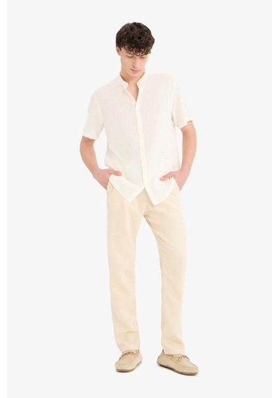 Defacto Relax Fit Rahat Kesim Dar Paça Keten Karışımlı Yazlık Pantolon C1140ax25smbg750 Bej