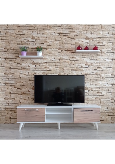 Mobilya Sepeti ( Ms 70 ) Mdf Tv Ünitesi Dolabı,Raflı,Beyaz-Cev...