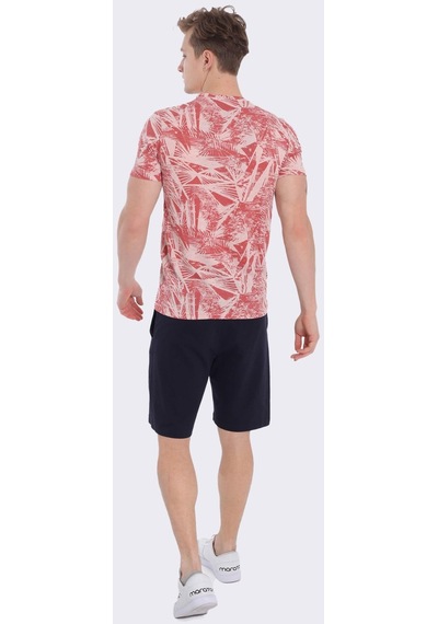 Maraton Sportswear Regular Erkek Bisiklet Yaka Kısa Kol Beach Gülmelanj T-Shirt 20927-Gülmelanj