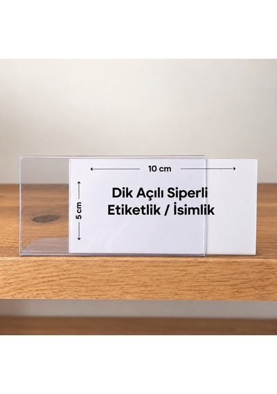 L Tipi Siperli Yapışkanlı Şeffaf Pvc Etiketlik 10x5cm 100lü Paket 100 Adet