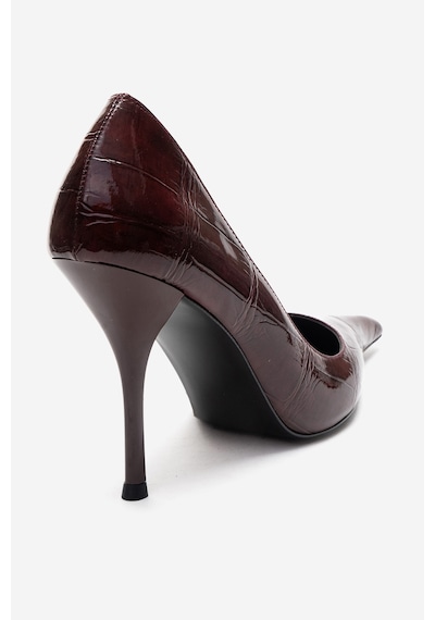 Luvishoes Luce Bordo Baskılı Sivri Burunlu Kadın Topuklu Ayakkabı Bordo