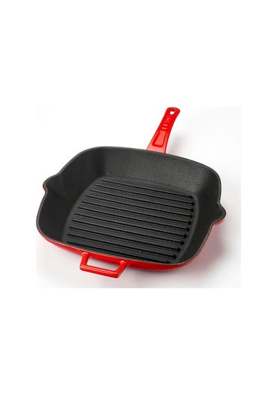 Lava Döküm Izgara Tava Metal Saplı 26 x 26 CM Kırmızı