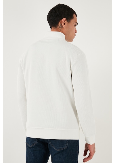 Buratti Pamuklu Regular Fit Yarım Fermuarlı Dik Yaka Erkek Sweat 5905716 Ekru