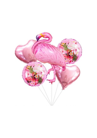 5'li Flamingo Temalı Folyo Balon Seti Doğum Günü Parti Balonu