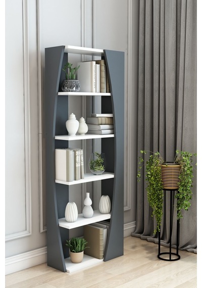İskandinav Model 6 Raflı Kitaplık Dekoratif Salon Kitaplığı Ofis Kitaplığı Gri İskandinav Model 6 Raflı Kitaplık Dekoratif Salon Kitaplığı Ofis Kitaplığı Gri