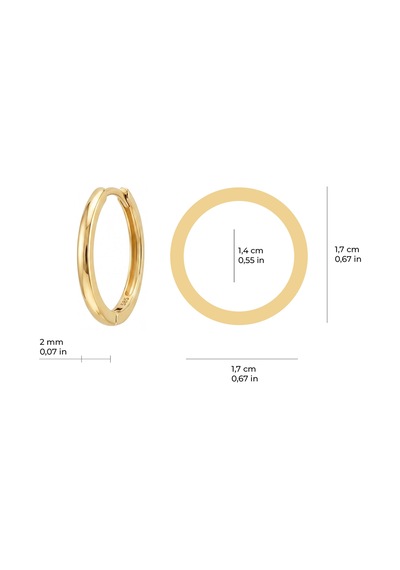 Altın Halka Küpe 1.7 Cm Çap İçi Dolu Döküm 14 Ayar