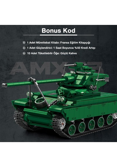 Reobrix 77033 World Of Tanks Fransız Hafif Tankı Amx-13 Yaratıcı Yapı Blok Seti Building Blocks - 1037 Parça