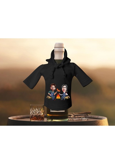 Bk Gift Kişiye Özel Sevgililer Karikatürlü Mini Siyah İçki Şişesi Tişörtü , Ev Bar Dekoru, Viski, Şarap, Votka, Rakı Şişesi Tişörtü, Ev Barı-32