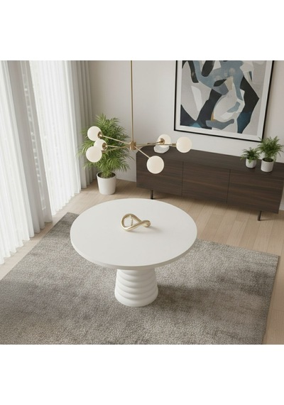 Spirra Yuvarlak Ahşap Yemek Masası 120x120 Beyaz