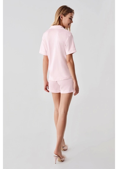 Feminight Freshness 324 Kadın 4'lü Sabahlıklı Şorlu Pijama Takımı Pembe
