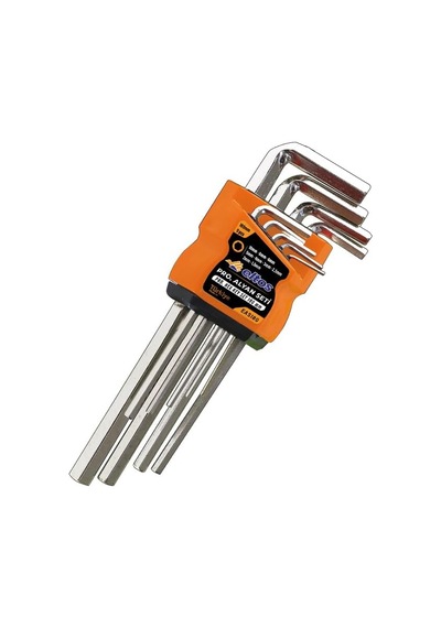 9 Parça Alyan Anahtar Seti, 180 Mm, Krom Vanadyum Çelik, L Tipi Sap, 1.5-10 Mm'e Kadar, Ergonomik Tutuş, Korozyona Dayanıklı, Otomotiv, Makine, Endistriyel Vida, Ekipman Uyumlu Hex Uçlu