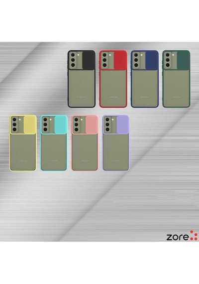 Noktaks Samsung Galaxy Uyumlu S22 Kılıf Slayt Sürgülü Arkası Buzlu Lensi Kapak Siyah T21732