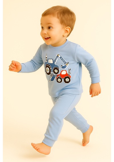 Aden Kids Çocuk Mevsimlik Penye Pijama Takımı Bebek Mavi