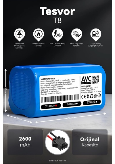 Tesvor T8 2600mah Robot Süpürge Bataryası K.k