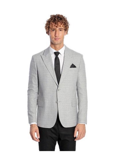 Wessi Desenli Slim Fit Gri Erkek Ceket 001