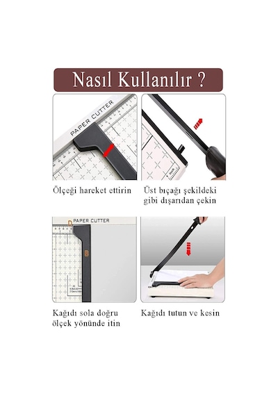 Giyotin Kağıt Kesme Makinesi A3 Metal Kollu Tablalı A5-a4-a3 Ayarlanabilir Sürgülü Paslanmaz Kaliteli