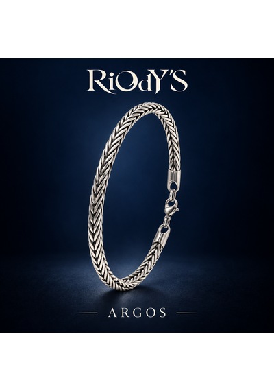 Riody's Argos Erkek Bileklik Gümüş Renk Örgü Zincir Çelik Kancalı Kilit Gri Gümüş