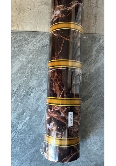 120cmx300cm Tek Parça Yapışkanlı Rulo Gold Çizgili Mermer Desenli Duvar Paneli Kağıdı Beykent Qm0134