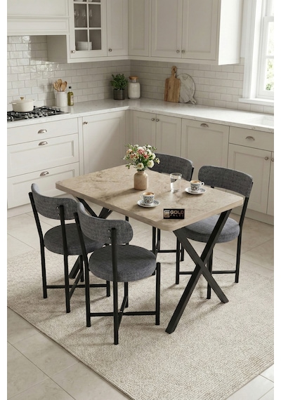 Mutfak Masası 4 Sandalyeli Set 110x70 Cm Modern Bahçe Cafe Masa Takımı 4 Kişilik Tedy 9883 Anstrasit Gri Mutfak Masası 4 Sandalyeli Set 110x70 Cm Modern Bahçe Cafe Masa Takımı 4 Kişilik Tedy 9883 Anstrasit Gri