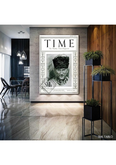 Time Dergisi Kapağı 1923 Atatürk Dikey Kanvas Tablo 70x100 Cm