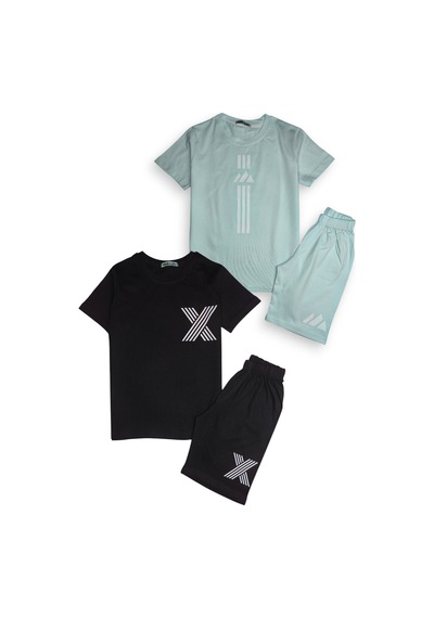 Minik Motion 2'li Set Kısa Kollu Tshirt Ve Şortlu Çocuk Minikmotion Alt Üst Takım Siyah-su Yeşili Minik Motion 2'li Set Kısa Kollu Tshirt Ve Şortlu Çocuk Minikmotion Alt Üst Takım Siyah-su Yeşili