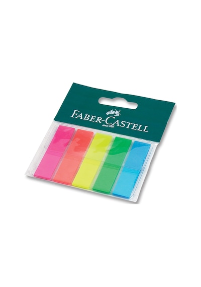 Faber-Castell Page Marker(Film Index),5 Renk Yapışkanlı Ayraç Seti,12x44 mm,Ekstra Yapışkanlı,Solvent İçermez