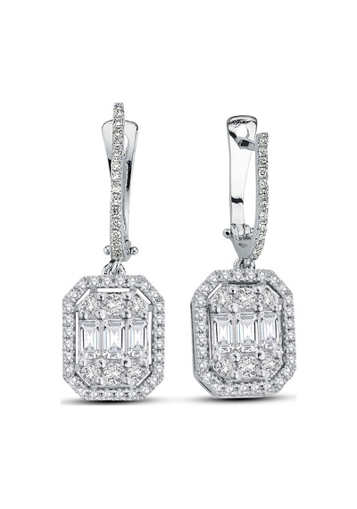 Modern Tasarım 1.50 Ct Baget Kare Tektaş  Küpe