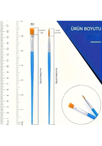Düz Ve Yuvarlak Fırça Seti, Akrilik, Sulu Boya, Yağlı Boya, Dıy Çizim, Seramik, Resim Fırça-10 Adet