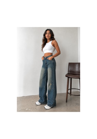 Kene Jeans Tint İşlemli Diz Lazer Yırtık İşlemli İspanyol Paça Denim/kot Pantolon Jeans Tint İşlemli Kene Jeans Tint İşlemli Diz Lazer Yırtık İşlemli İspanyol Paça Denim/kot Pantolon Jeans Tint İşlemli