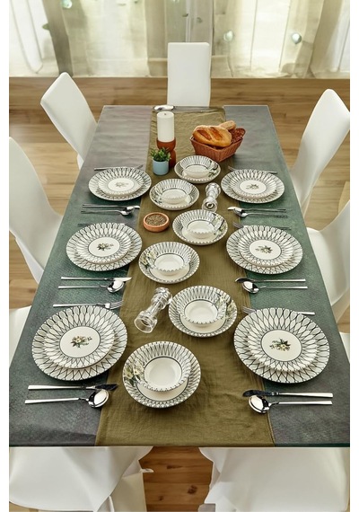 Tr Firenze 24 Parça Porselen Yemek Takımı, Gri, Ckr4223 Genel
