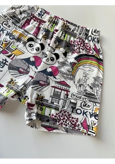 Key Kıds Pembe Panda Tokyo Desen Yazlık %100 Pamuk Şort Çok Renkli