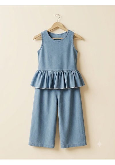 My Kids Wear Mini Chic Fırfır Detaylı Kız Çocuk Takım 12831 Buz Mavi