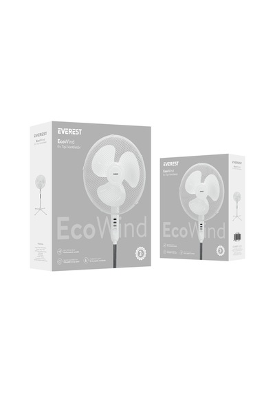 Everest Fan10, Beyaz, Ecowind, 3 Kademeli Hız, 40cm 3 Kanat Pervane Ve Çerçeve, 45w, Otomatik Salını