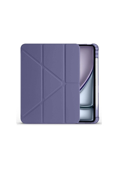 Apple Uyumlu iPad Air 11'' M3 2025 m2 2024 Üçgen Katlanabilir Kalem Şarj Bölmeli Standlı Kılıf Kapaklı