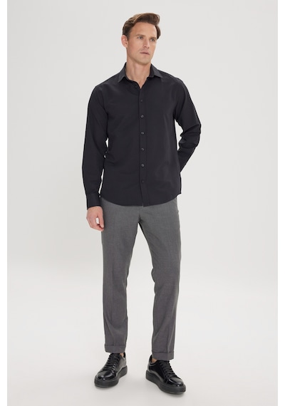 AC&Co / Altınyıldız Classics Erkek Sıyah Comfort Fit Geniş Kesim Klasik Yaka Pamuklu Rahat Armürlü Gömlek Siyah AC&Co / Altınyıldız Classics Erkek Sıyah Comfort Fit Geniş Kesim Klasik Yaka Pamuklu Rahat Armürlü Gömlek Siyah
