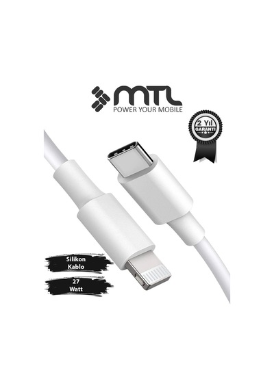 27w Usb To Lightning Hızlı Şarj Ve Data Kablosu Beyaz Mt2601