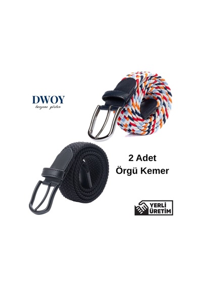 Dwoy Elastik Örgü Kemer 2'li Set-783 Çok Renkli