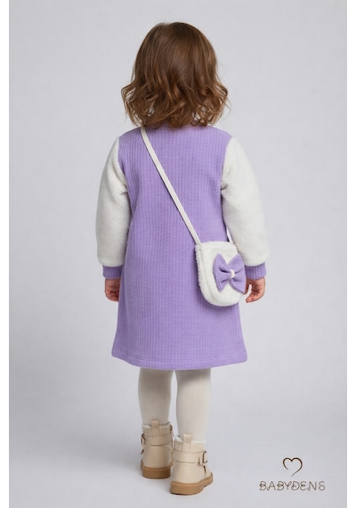 Babyden's Bayramlık Şık Ve Rahat Kız Bebek Elbise Çantalı Yumuşak Peluş Kollu Kışlık Çocuk Kombini Lila Babyden's Bayramlık Şık Ve Rahat Kız Bebek Elbise Çantalı Yumuşak Peluş Kollu Kışlık Çocuk Kombini Lila