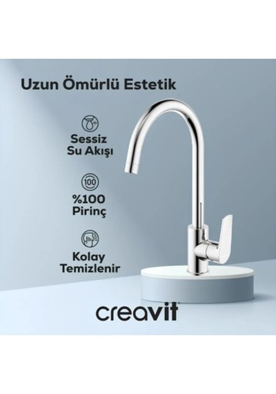 Krom Mutfak Eviye Bataryası İle Kullanım Kolaylığı Açık Gri