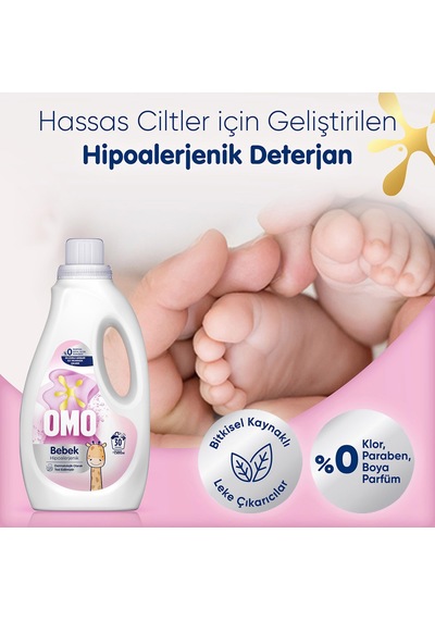Omo Bebek Sıvı Çamaşır Deterjanı 1500 Ml X 4 Adet