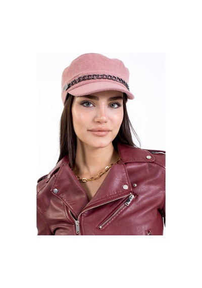 Ladycolor Kadın Kışlık Şapka Zincirli Kaşe Kaptan Pembe Lila