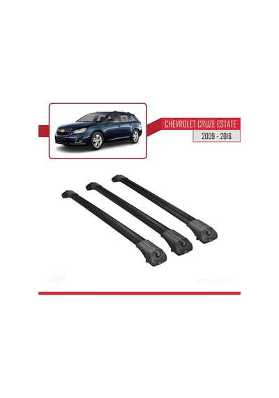 Chevrolet Cruze 2009-2016 Arası İle Uyumlu Ace-1 Ara Atkı Tavan Barı Siyah 3 Adet Bar