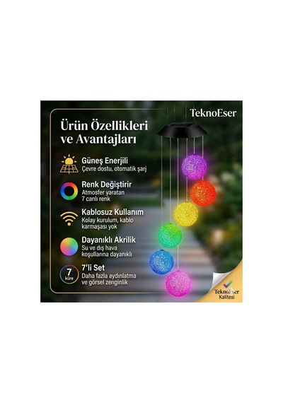 Solar Sarkit Bahçe Lambası 6'lı Renk Değiştiren Led Küre Güneş Enerjili Dış Mekan