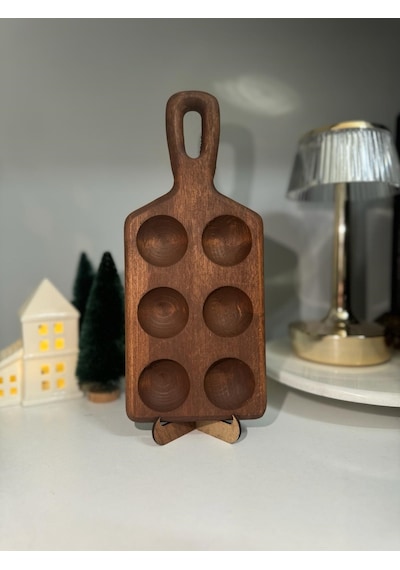 Hbs Art Design Ahşap 6 Lı Yumurtalık Saplı %100 Kayın Ağacı Koyu Renk