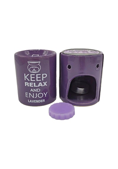 Keep Relax And Enjoy Lavander Seramik Buhurdanlık ve Wax Mum