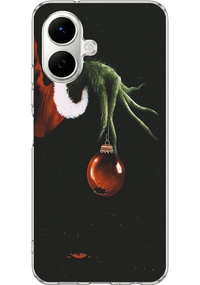 Tecno Spark Go 2 Uyumlu Grinch Yeşil El Ve Kırmızı Yılbaşı Topu Baskılı Silikon Kılıf Renkli