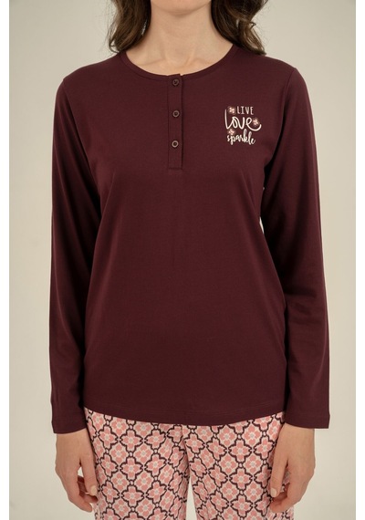 Arnetta Kadın Live Love Sparkle Mor Uzun Kol Pijama Takım Ar3760-s-v1 Ar3760-s-v1