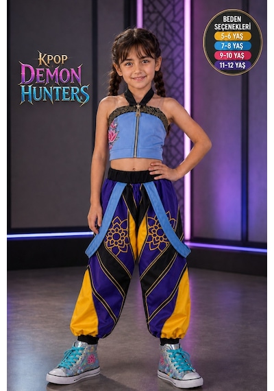 Toyfest Kpop Demon Hunters Zoey İblis Avcıları 2 Parçalı Parti Kostümü Çok Renkli